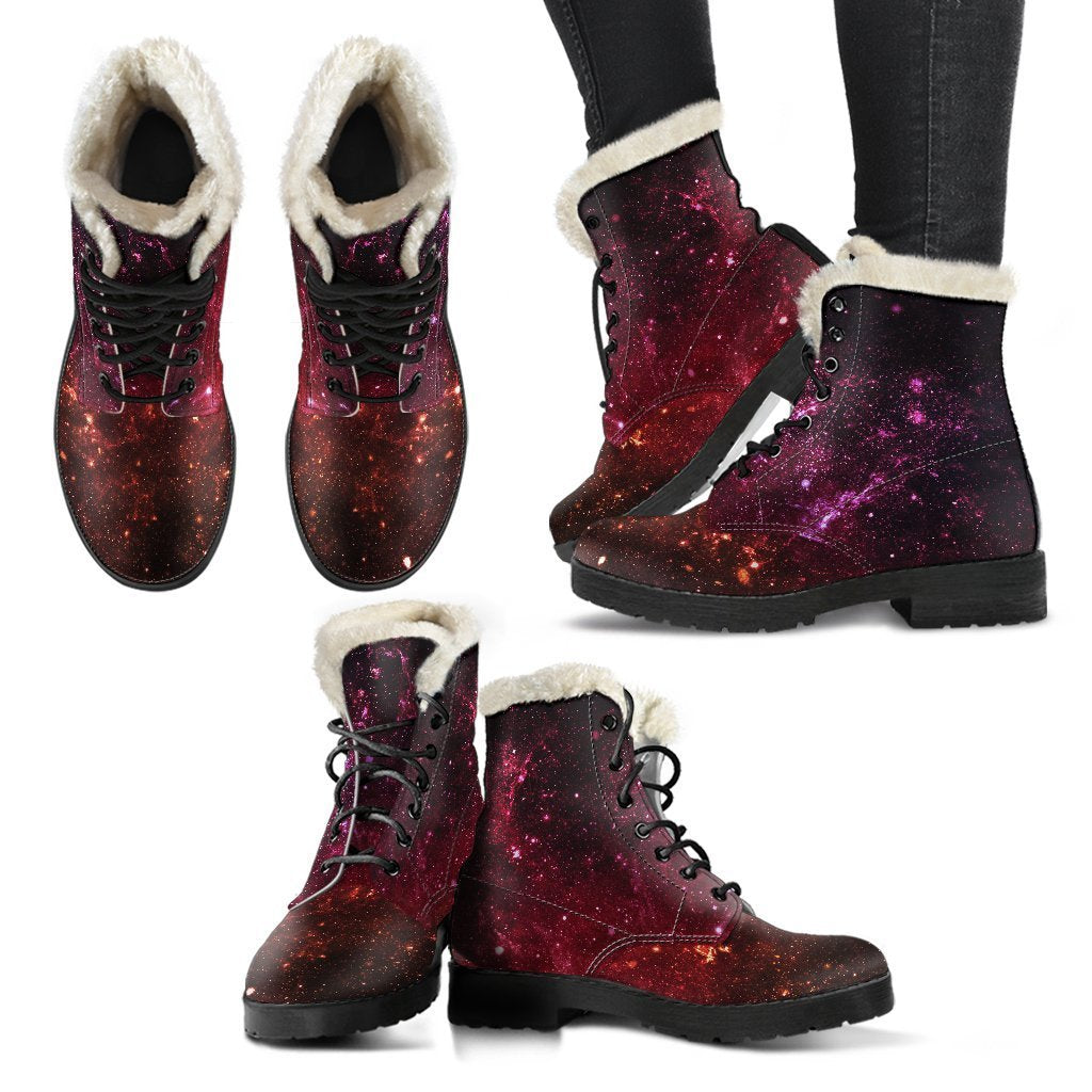 Fiery Nebula Universe Galaxy Space Print Comfy Boots GearFrost