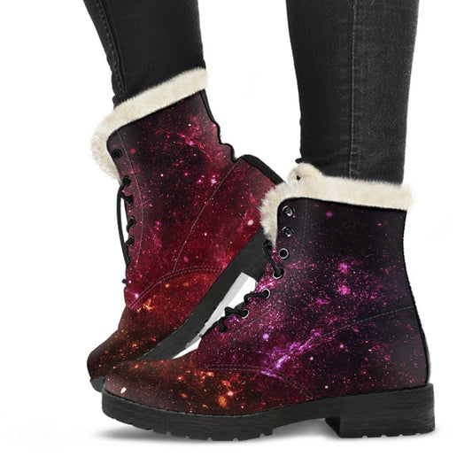 Fiery Nebula Universe Galaxy Space Print Comfy Boots GearFrost