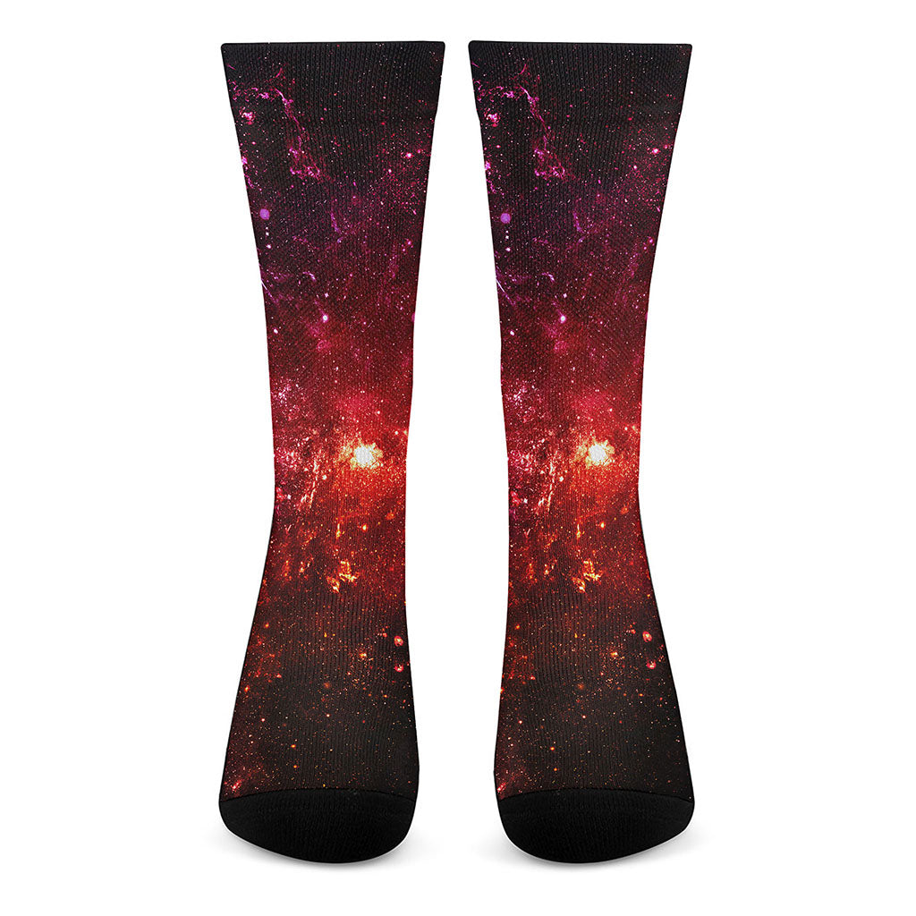 Fiery Nebula Universe Galaxy Space Print Crew Socks