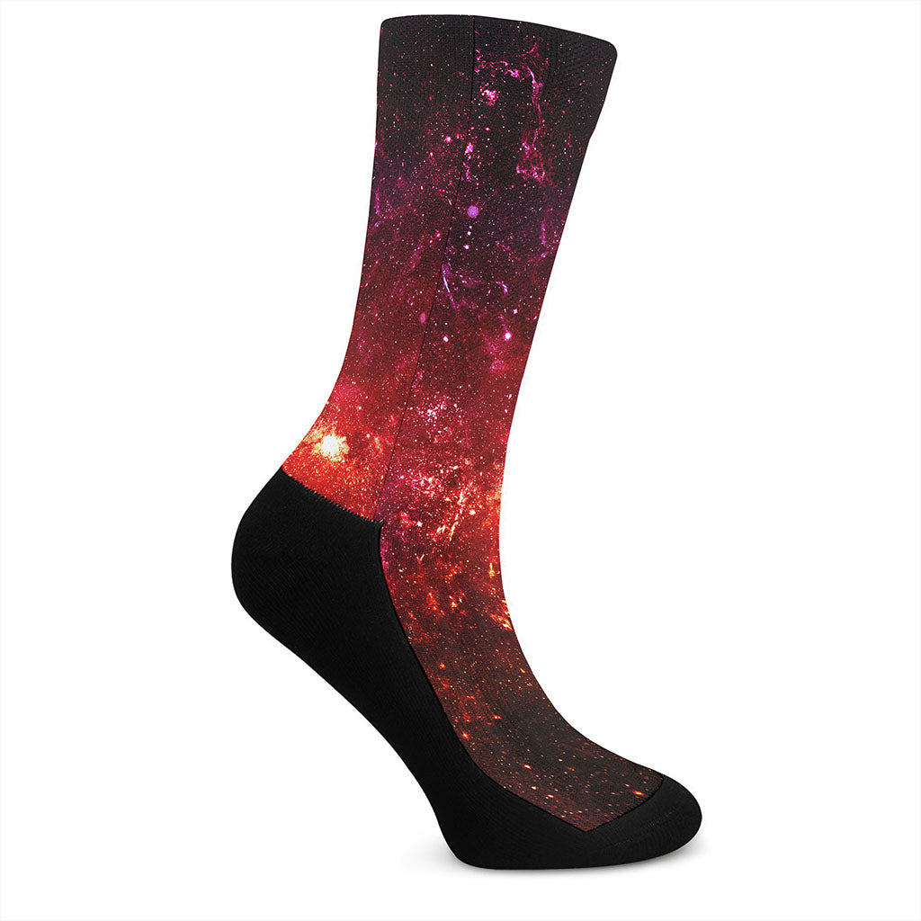 Fiery Nebula Universe Galaxy Space Print Crew Socks