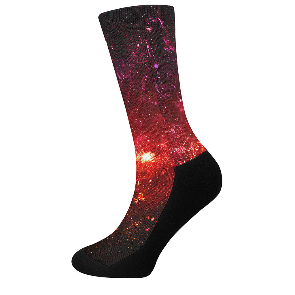 Fiery Nebula Universe Galaxy Space Print Crew Socks