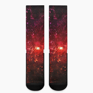 Fiery Nebula Universe Galaxy Space Print Crew Socks