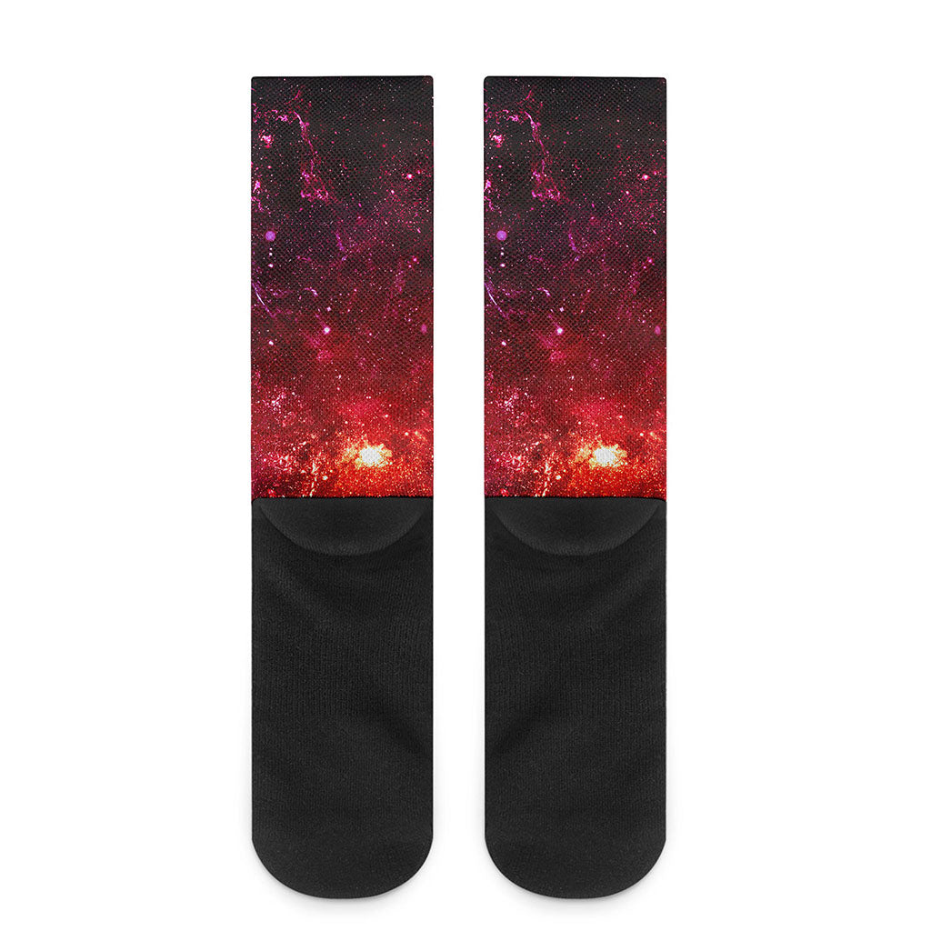 Fiery Nebula Universe Galaxy Space Print Crew Socks