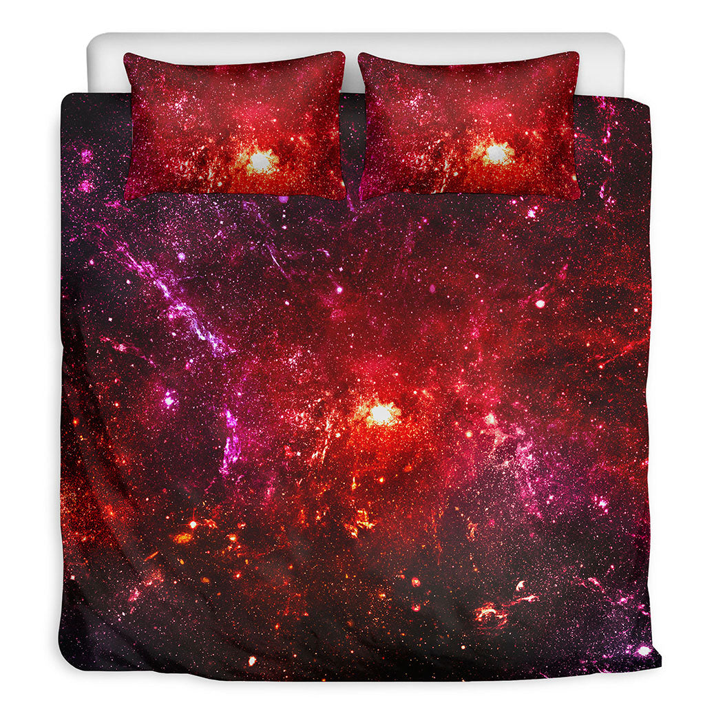 Fiery Nebula Universe Galaxy Space Print Duvet Cover Bedding Set