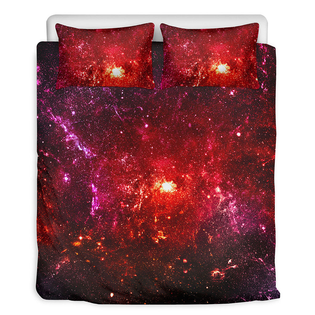 Fiery Nebula Universe Galaxy Space Print Duvet Cover Bedding Set