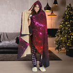 Fiery Nebula Universe Galaxy Space Print Hooded Blanket