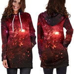 Fiery Nebula Universe Galaxy Space Print Hoodie Dress GearFrost