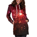 Fiery Nebula Universe Galaxy Space Print Pullover Hoodie Dress