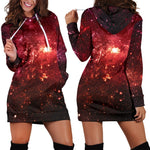 Fiery Nebula Universe Galaxy Space Print Hoodie Dress GearFrost