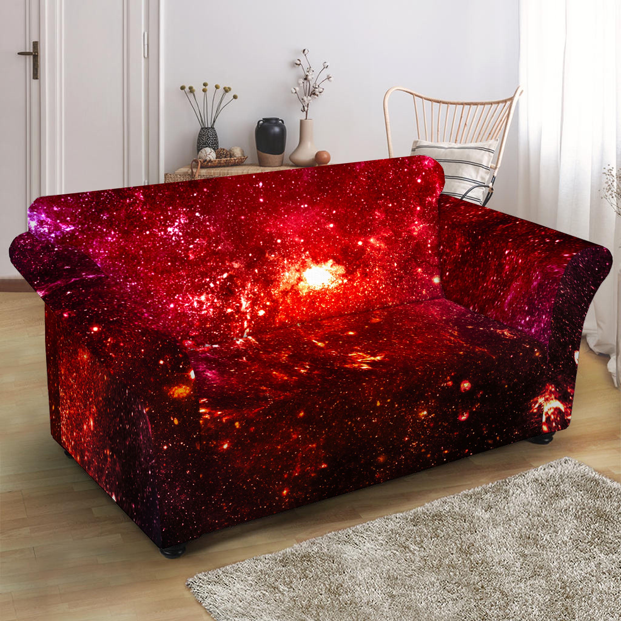 Fiery Nebula Universe Galaxy Space Print Loveseat Slipcover