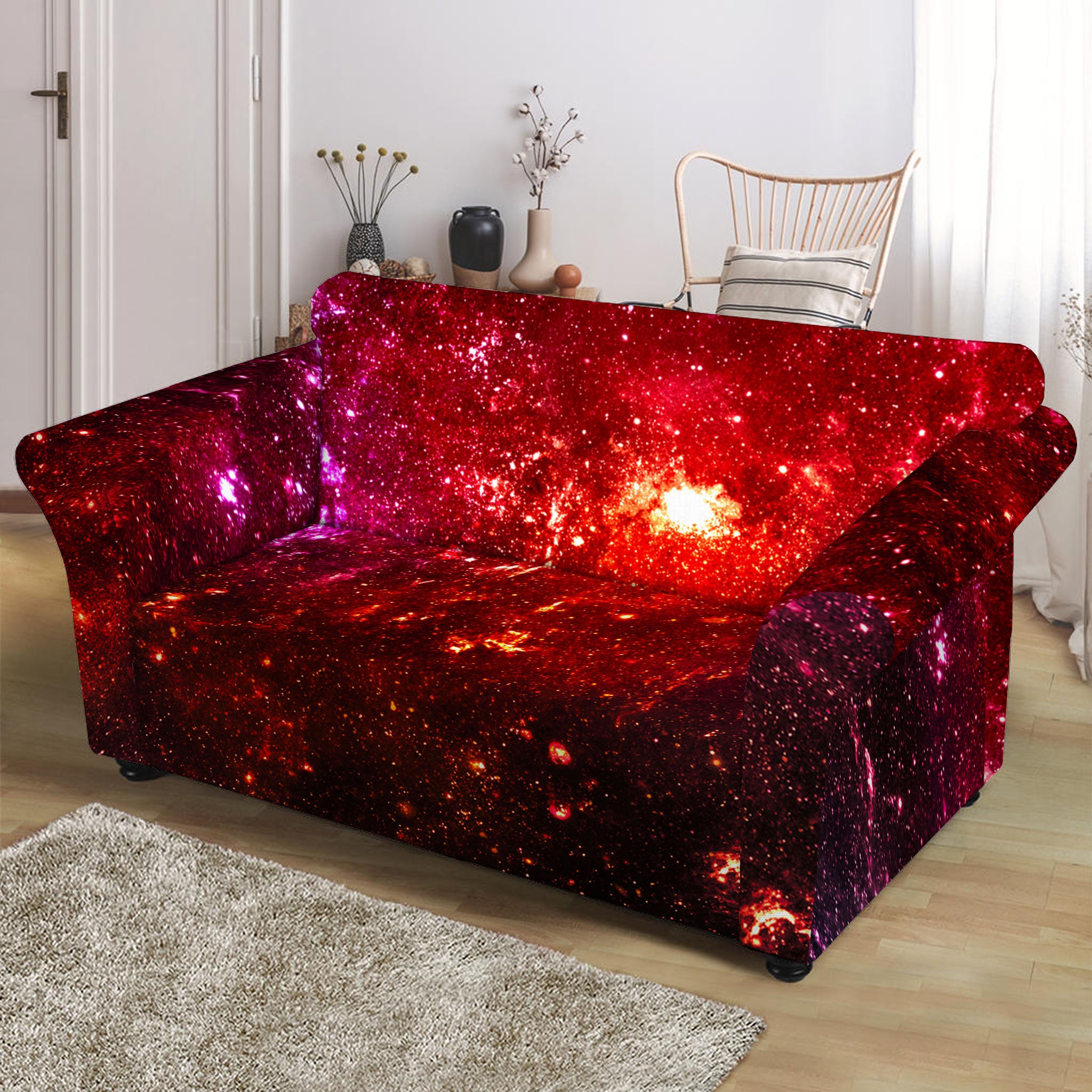 Fiery Nebula Universe Galaxy Space Print Loveseat Slipcover