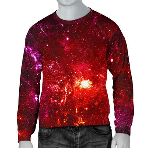 Fiery Nebula Universe Galaxy Space Print Men's Crewneck Sweatshirt GearFrost