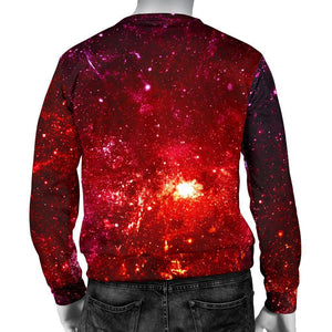 Fiery Nebula Universe Galaxy Space Print Men's Crewneck Sweatshirt GearFrost