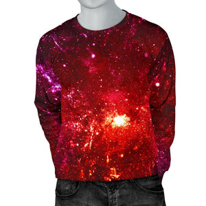 Fiery Nebula Universe Galaxy Space Print Men's Crewneck Sweatshirt GearFrost