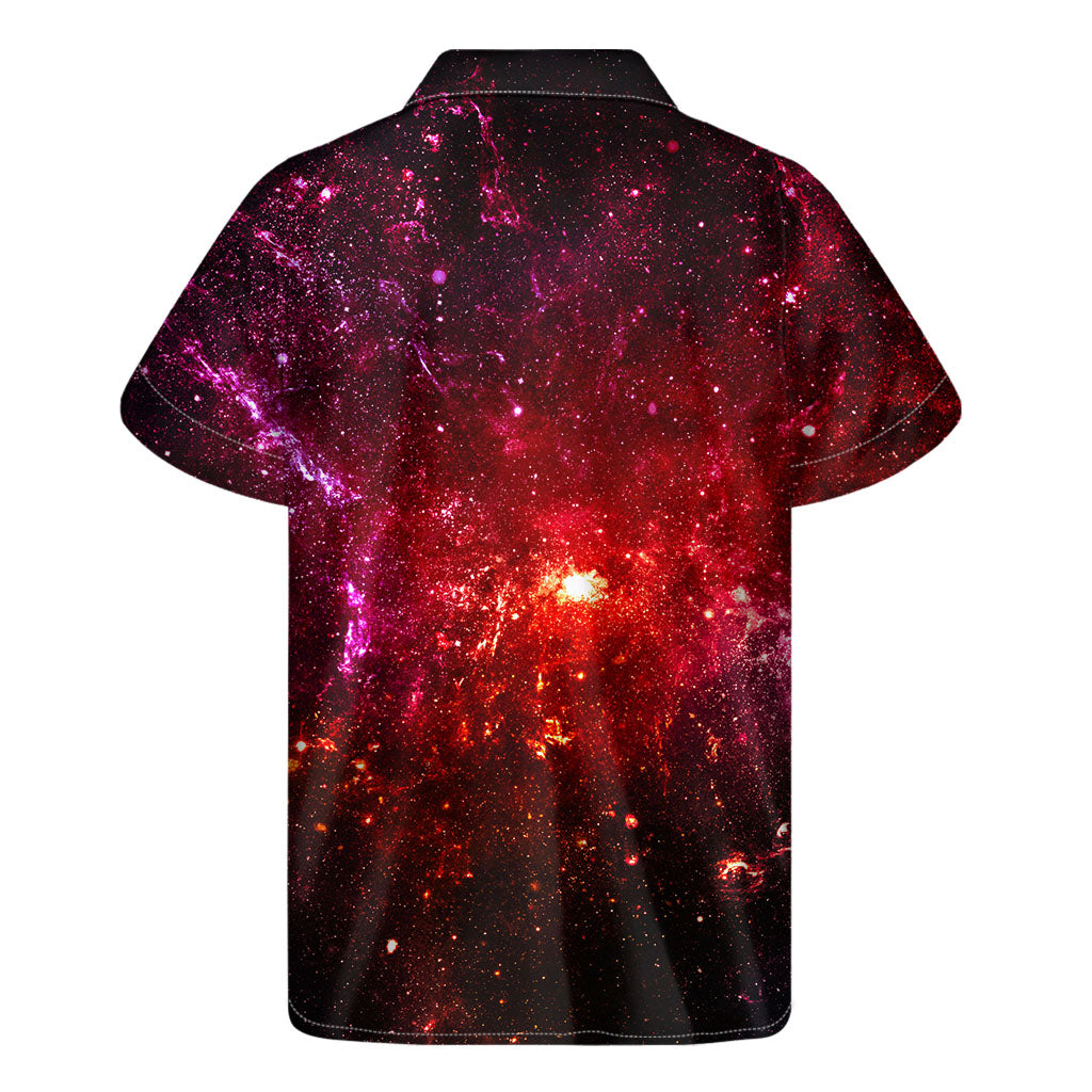 Fiery Nebula Universe Galaxy Space Print Men's Short Sleeve Shirt