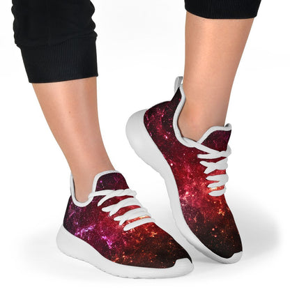 Fiery Nebula Universe Galaxy Space Print Mesh Knit Shoes GearFrost