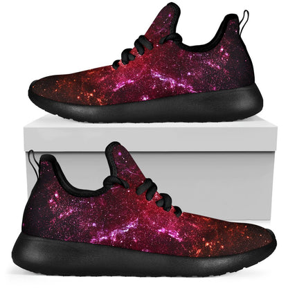 Fiery Nebula Universe Galaxy Space Print Mesh Knit Shoes GearFrost