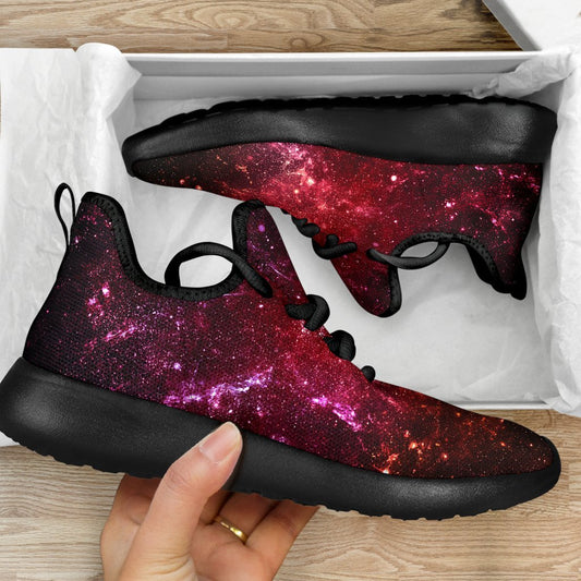 Fiery Nebula Universe Galaxy Space Print Mesh Knit Shoes GearFrost