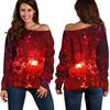 Fiery Nebula Universe Galaxy Space Print Off Shoulder Sweatshirt GearFrost