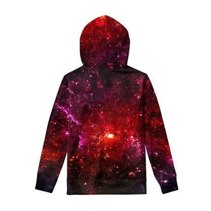 Fiery Nebula Universe Galaxy Space Print Pullover Hoodie
