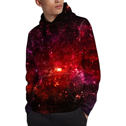 Fiery Nebula Universe Galaxy Space Print Pullover Hoodie