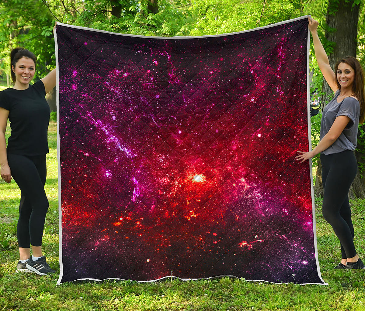 Fiery Nebula Universe Galaxy Space Print Quilt