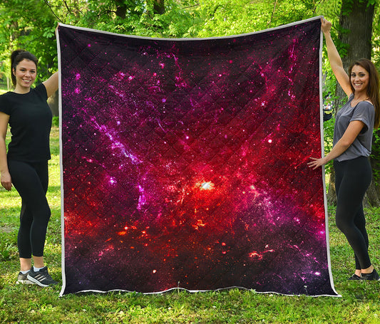 Fiery Nebula Universe Galaxy Space Print Quilt