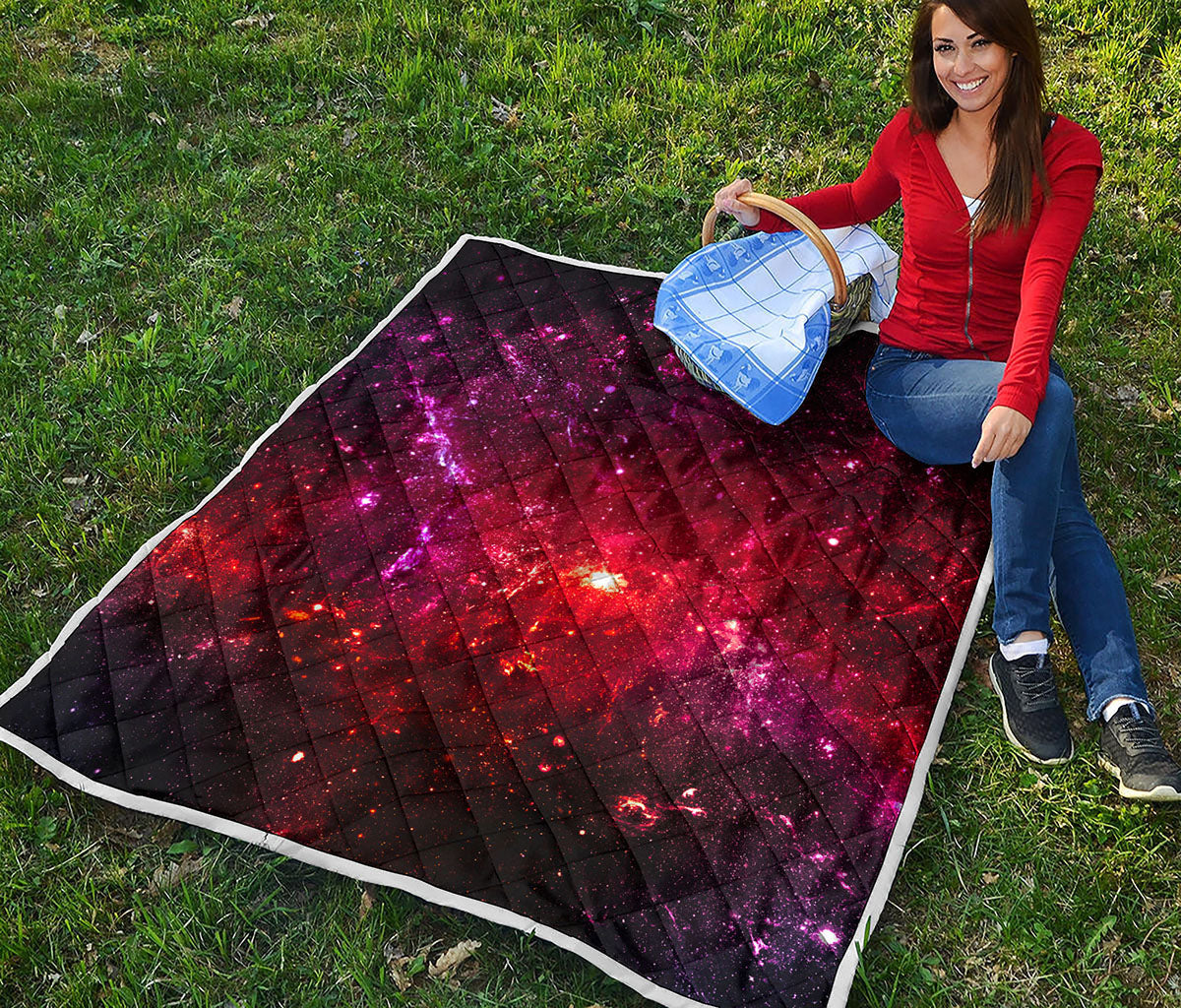 Fiery Nebula Universe Galaxy Space Print Quilt