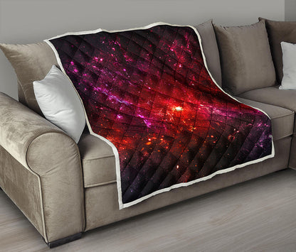 Fiery Nebula Universe Galaxy Space Print Quilt