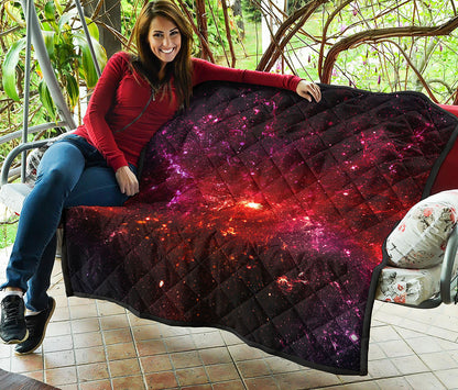 Fiery Nebula Universe Galaxy Space Print Quilt