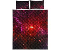 Fiery Nebula Universe Galaxy Space Print Quilt Bed Set