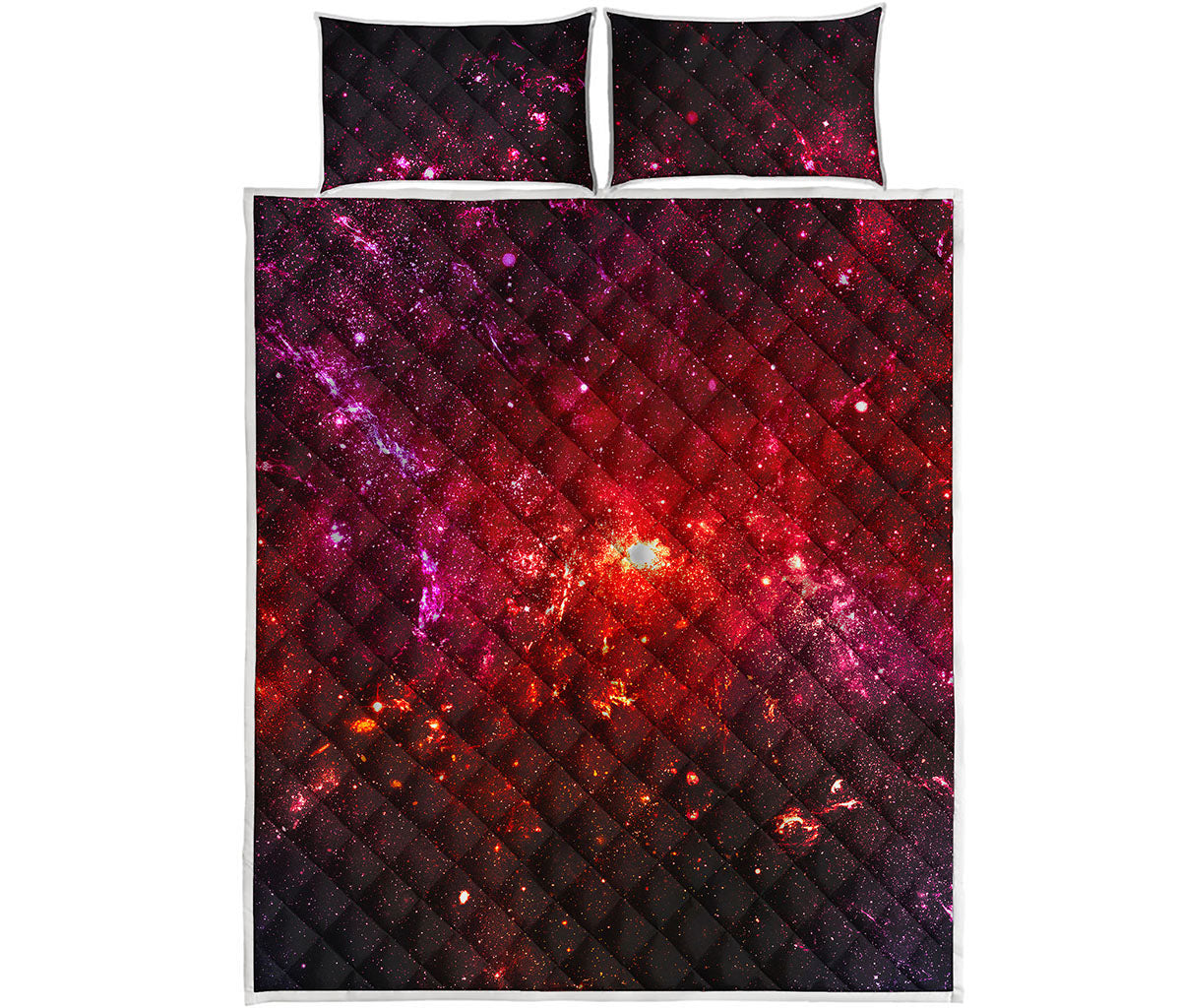 Fiery Nebula Universe Galaxy Space Print Quilt Bed Set