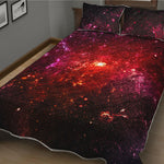 Fiery Nebula Universe Galaxy Space Print Quilt Bed Set