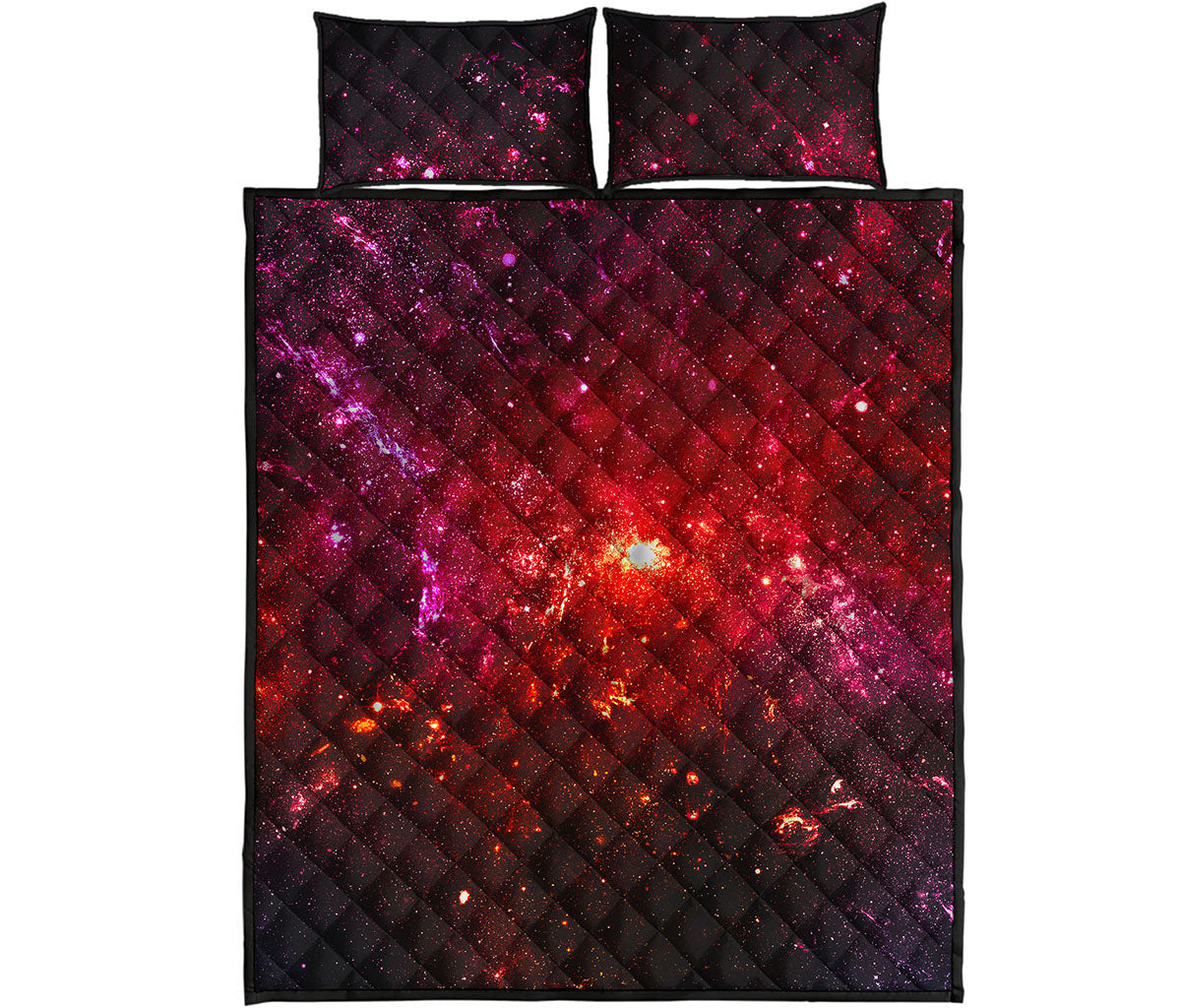 Fiery Nebula Universe Galaxy Space Print Quilt Bed Set
