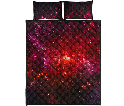 Fiery Nebula Universe Galaxy Space Print Quilt Bed Set