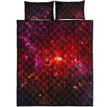 Fiery Nebula Universe Galaxy Space Print Quilt Bed Set