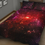 Fiery Nebula Universe Galaxy Space Print Quilt Bed Set