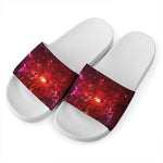 Fiery Nebula Universe Galaxy Space Print White Slide Sandals