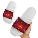 Fiery Nebula Universe Galaxy Space Print White Slide Sandals
