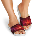 Fiery Nebula Universe Galaxy Space Print White Slide Sandals