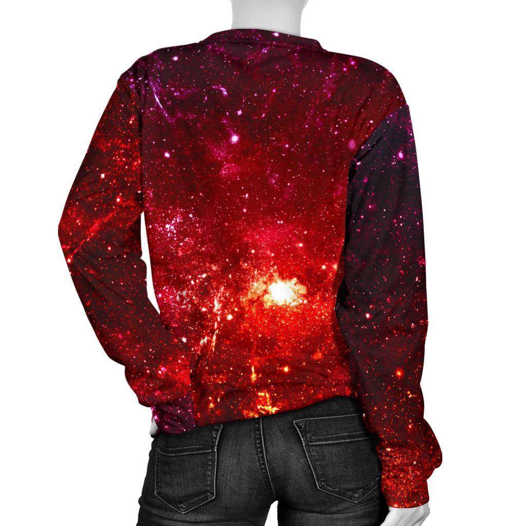 Fiery Nebula Universe Galaxy Space Print Women's Crewneck Sweatshirt GearFrost