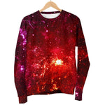 Fiery Nebula Universe Galaxy Space Print Women's Crewneck Sweatshirt GearFrost