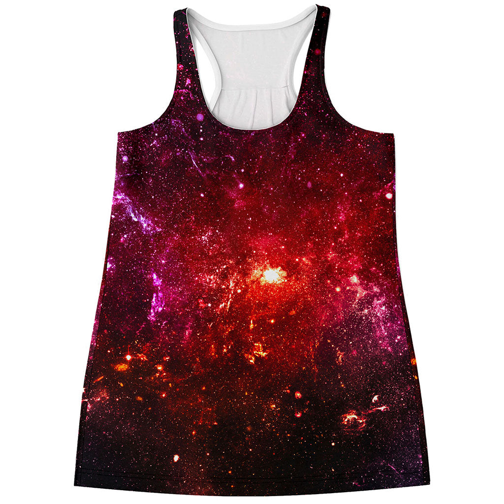 Fiery Nebula Universe Galaxy Space Print Women's Racerback Tank Top