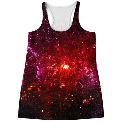Fiery Nebula Universe Galaxy Space Print Women's Racerback Tank Top