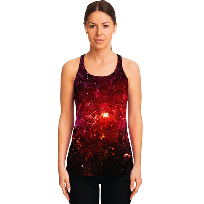 Fiery Nebula Universe Galaxy Space Print Women's Racerback Tank Top