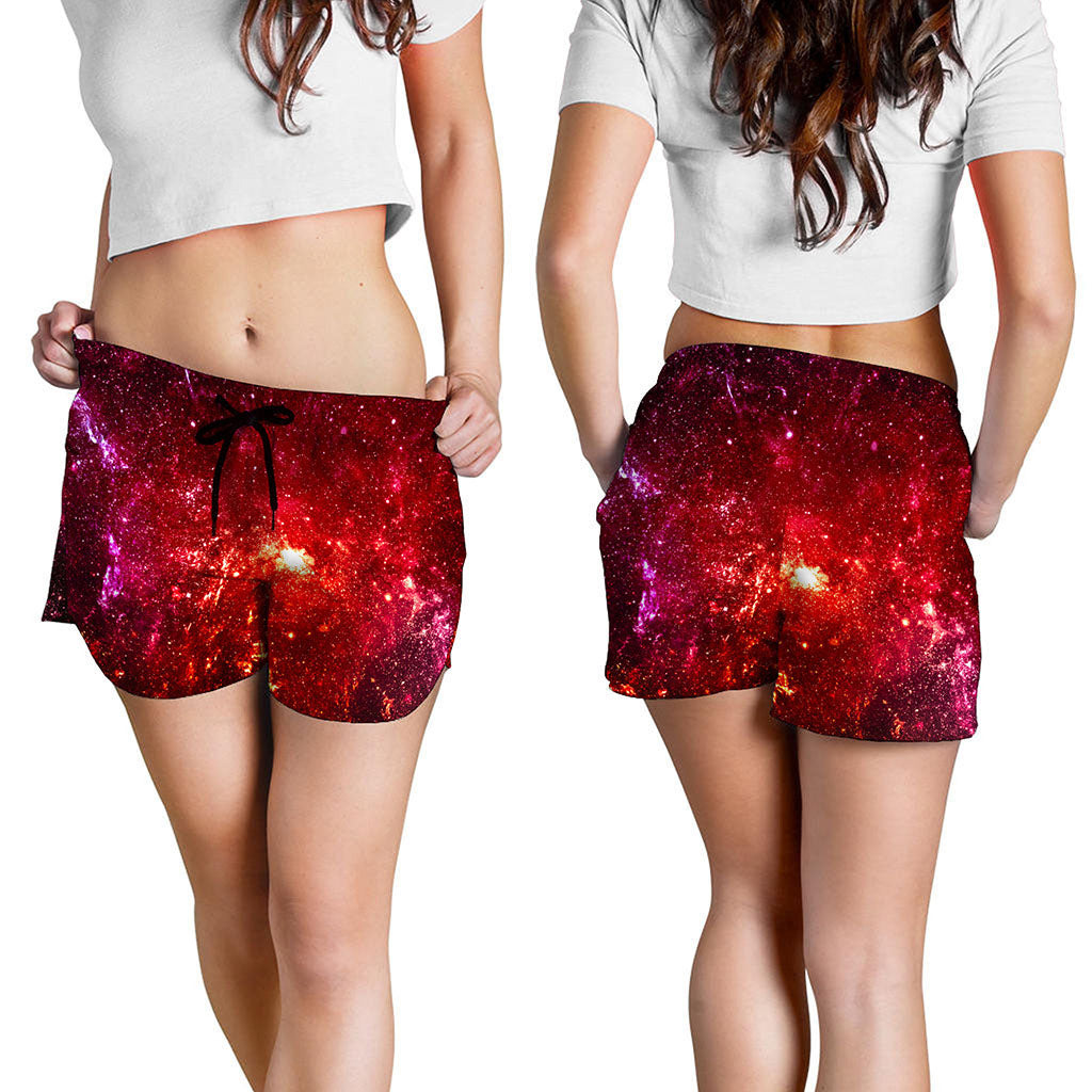 Fiery Nebula Universe Galaxy Space Print Women's Shorts