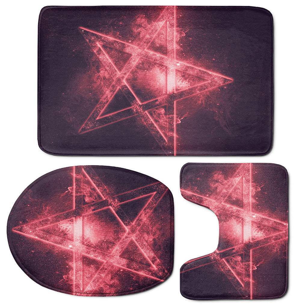 Fiery Reversed Pentagram Print 3 Piece Bath Mat Set