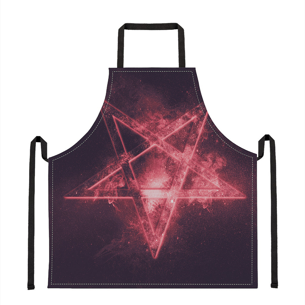 Fiery Reversed Pentagram Print Apron