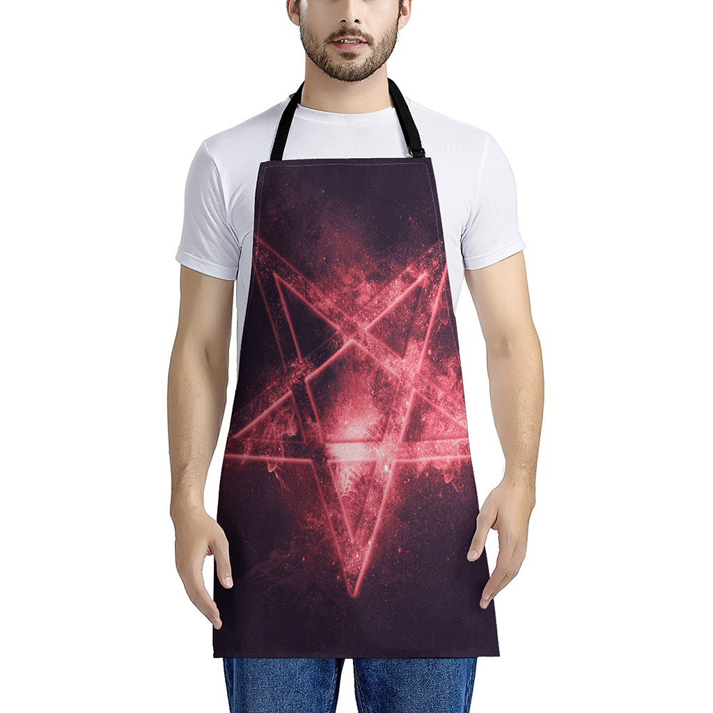 Fiery Reversed Pentagram Print Apron