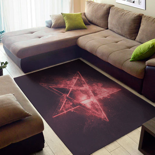 Fiery Reversed Pentagram Print Area Rug